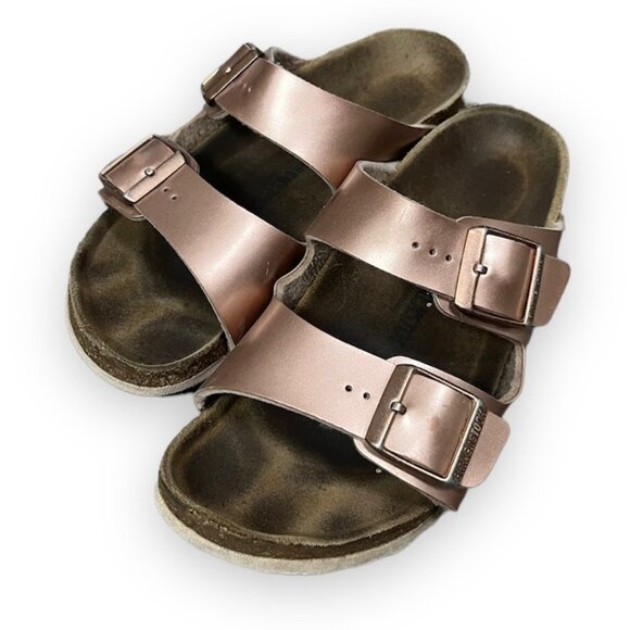Birkenstock Arizona Softbed Leather Double Strap Narrow Sandals Kids 3-3.5 - Picture 1 of 10